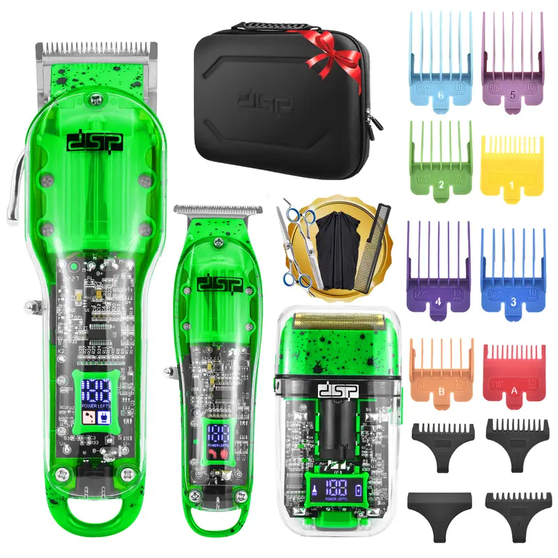 Men's DSP 3-in-1 Multifunctional Clippers Kit - 0 Gap T-Blade, Rechargeable Cordless High Prec Barber Equipment, Removable Beard Shaver, LED Display, USB Charge, Bald Fade Home Grooming for Adults, High Quality Trimmer #fathersdaygifts