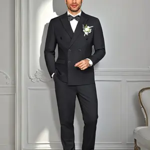 Men's Two-Piece Double-Breasted Slim-Fit Suit Set: Tuxedo Jacket and Dress Pants for Wedding, Business, and Formal Events wedding suit prom suit party suits Slim Fit