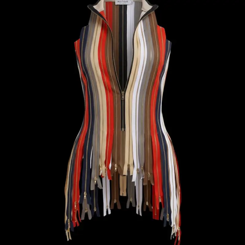 Zip Code Fringe Top Blouse Fashion Womenswear