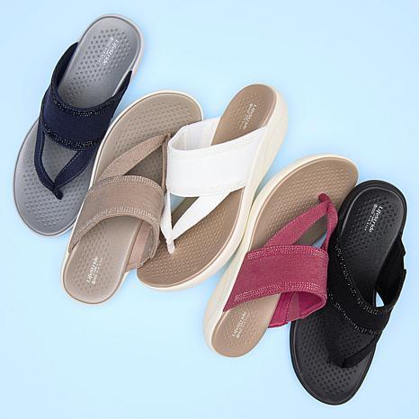 Bzees Canvas Bright Thong Wedge Sandal