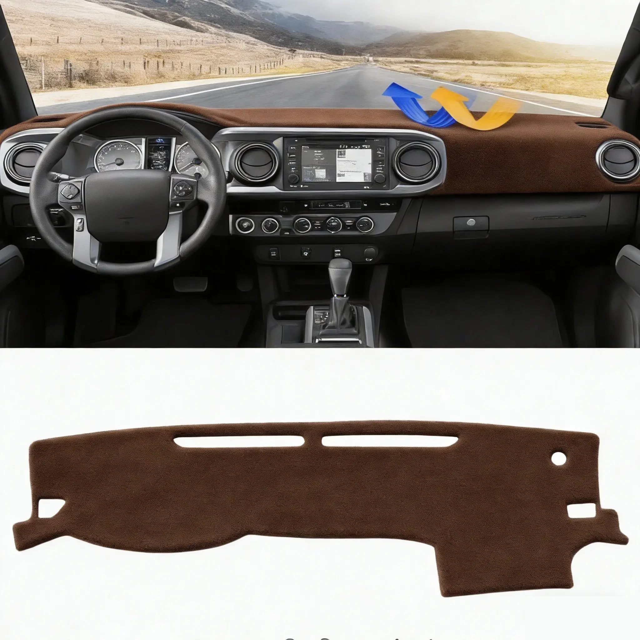 KUST Premium Suede Anti-Slip Dashboard Mat for 2016-2023 Toyota Tacoma - UV Protection, No Glare, Easy Installation, Car Interior Vehicle Accessory, Accessories, Vehicle Accessories
