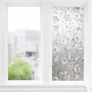 Floral Pattern Privacy Window Sticker, Self-Adhesive Glass Decal, Home Office Decor, DIY Decoration Supplies, Easy Application, Privacy Window Film