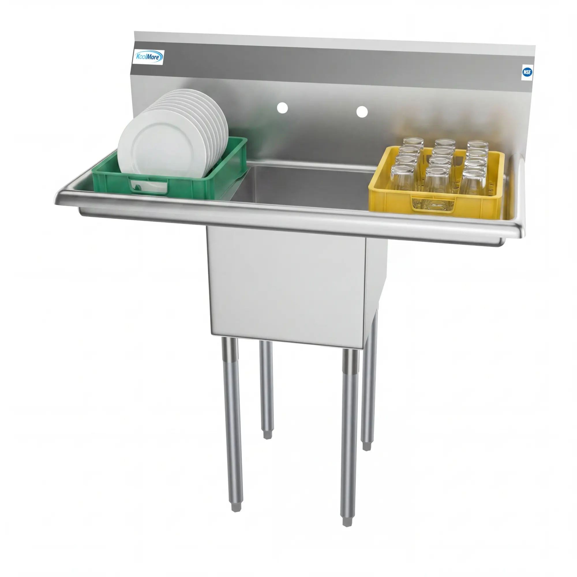 38 in. One Compartment Stainless Steel Commercial Sink with Drainboards, Bowl Size 14"x 16"x 11" SA141611-12B3.