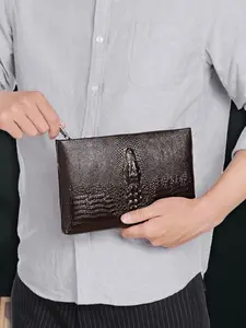 Crocodile Pattern Handbag, Men's Large Capacity Underarm Clutch Bag, Casual Fashion Envelope Purse Wallet, Durable Pouch, Stylish and Practical