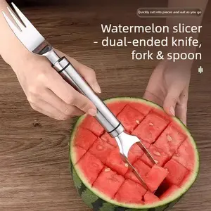 2 PCS Double-headed stainless steel watermelon dicing and dividing tool, suitable for both home and kitchen use.