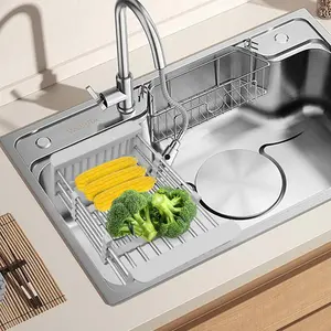 Easy Clean Stainless Steel Retractable Dish Drying Rack, Adjustable Orangizer Expandable, Storage Organizer,Over Sink Drainer Sink Rack for Kitchen Plates & Bowls