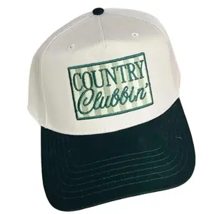 Country Clubbin' Green Vintage Trucker Hat Cotton Embroidered Snapback Cap for Casual Outfits Cap