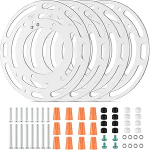 4 Pack Universal Light Fixture Mounting Bracket, 4 Inch Diameter Ceiling Light Mounting Bracket, Round Steel Light Crossbar Plate with Screws & Nuts for Ceiling Fan, Pendant Light, Wall Sconces