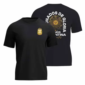Men's Black Soccer T-Shirt, Argentina Golden Sun Graphic Short Sleeve Tee, Soccer Shirt
