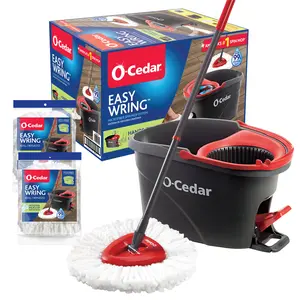 O-Cedar EasyWring™ Microfiber Spin Mop & Bucket System with 1 Extra Mop Head Replacement (2 Total Refills)