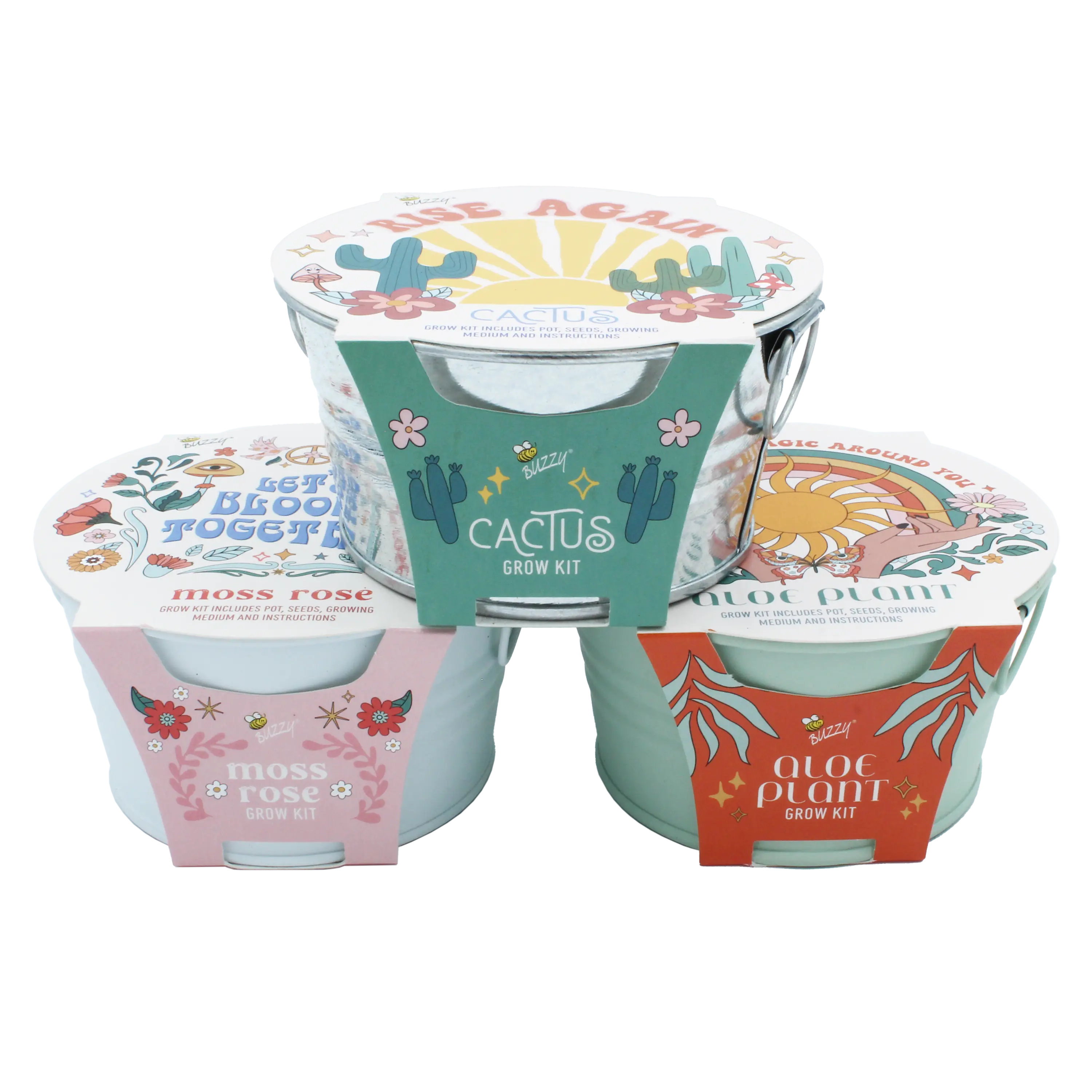 Mini Desert Grow Kit | Cactus, Aloe & Moss Rose (3 Pack)