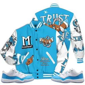 11 Low University Blue Varsity Jacket, Low University Blue 11s Outfits, Trust No One Graphic Tees Streetwear Unisex Sneaker Color Match Shirts