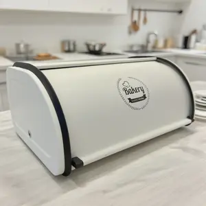 1pc,Metal bread box,Flip-sealed storage box,Kitchen countertop storage box,Snack box, seasoning box,Food sorting and storage containers,Keep food fresh,Reusable,Storage accessories