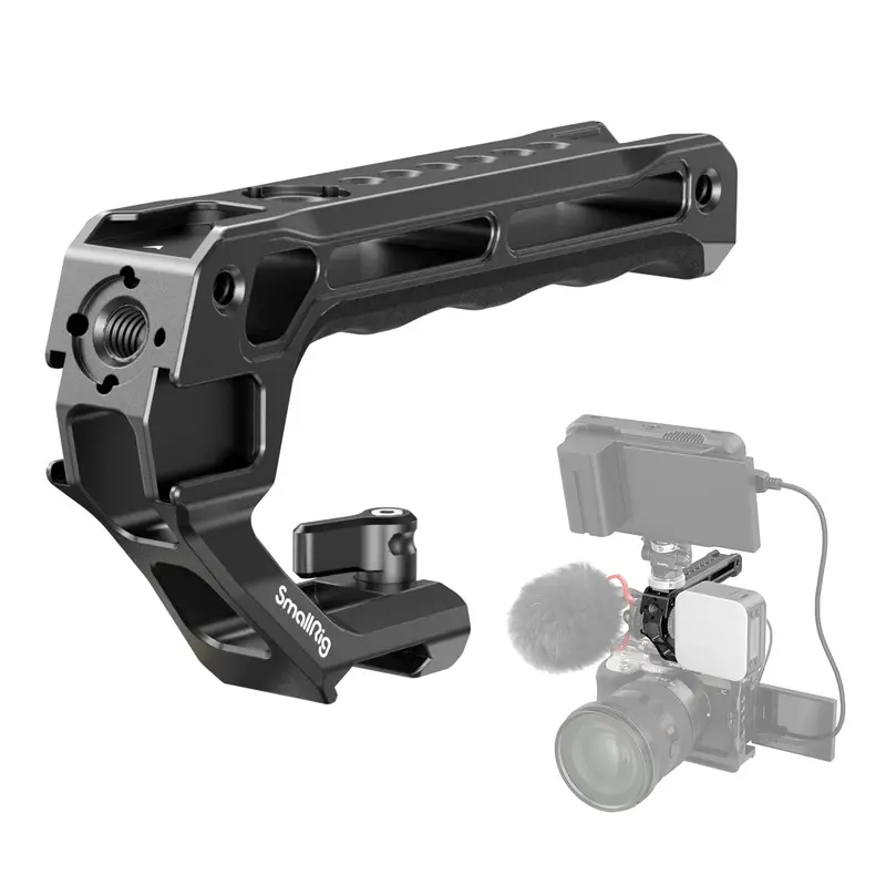 SmallRig Lightweight Aluminum Alloy NATO Top Handle (Lite) 3766 - Camera Accessory for Contentcreators, DSLR Cages, Monitor, Quick-Release Clamp, Quickly Mounted Hollow Body, Universal Grip with 5 Cold Shoe Adapters, NATO Rails, Manufacturer Warranty