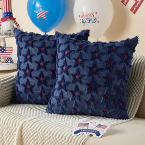 New plush quilted Independence Day pillowcase, sofa decoration, headboard cushion, American-style five-pointed star