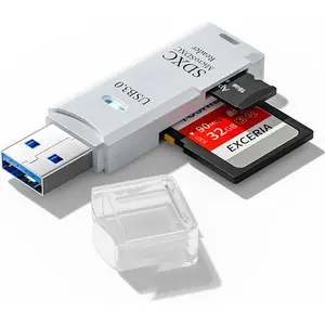 USB3.0  SD Card Reader, 5Gbps 2-in-1 SD Card Reader to USB Adapter,  Memory Card Reader for SDXC, SDHC, MMC, RS-MMC,  SDXC,  SD,  SDHC and UHS-I Cards (1Pack White)