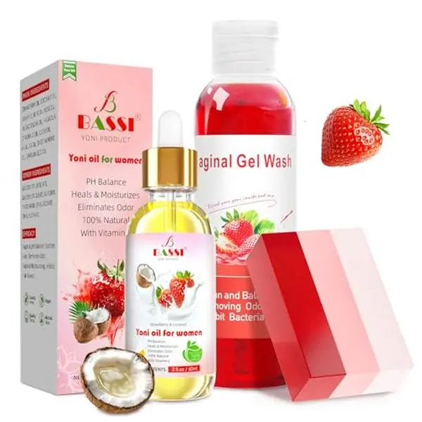 Feminine Wash & Yoni Oil & Yoni Soap Set for Women, Yoni Wash for Vaginal Ph Balance Remove Odor, 1 Fl.Oz Moisturizing Feminine Oil & 5.07 Fl.Oz Body Wash & 3.53 Oz Soap Bar