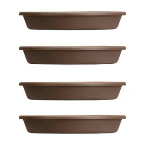 The HC Companies 16.3 Inch Planter Saucer for Classic Pots, Chocolate (4 Pack)