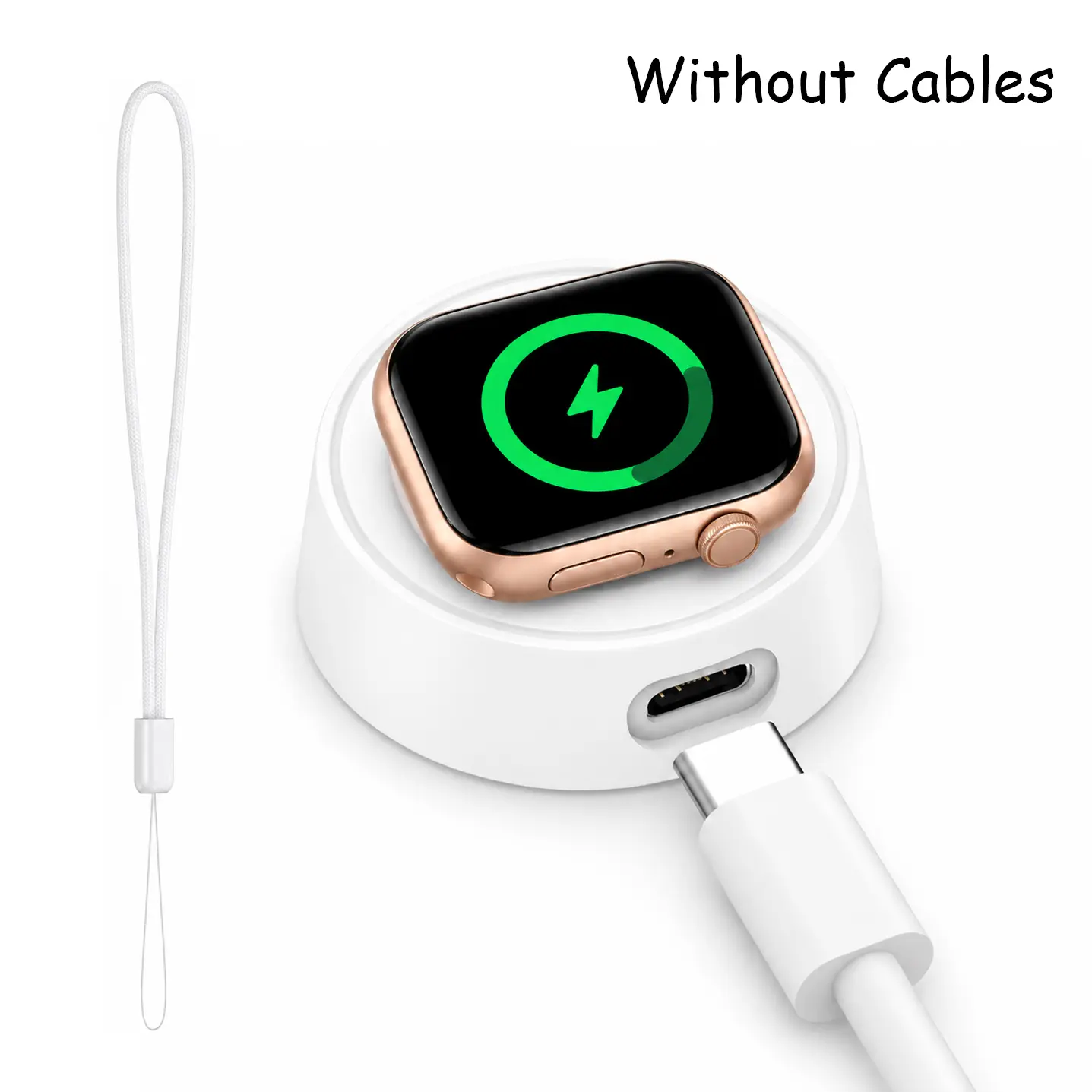 Upgraded Portable Wireless Charging Cradle Dock for iWatch Series 11 10 9 8 7 6 Ultra2 SE 38/40/41/42/44/45/46/49mm (White) USB-C Charger, 5W USB-C Smartwatch Charging Dock