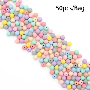 50pcs 12mm DIY Silicone Beads, Multicolor Silicone Material, Durable Round Focal Beads for Pens, Handmade Jewelry Making, Keychains, Bracelets, Necklaces