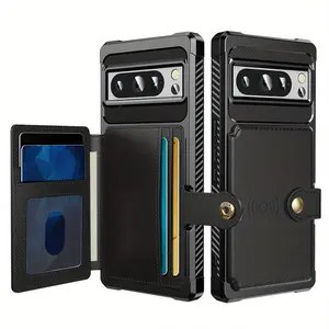 for Pixel 8 Pro Pixel 7 Pro Pixel 7/8 Case with Card Holder, Compatible with Magnetic Car Mount, Heavy Duty Shockproof Rugged Soft TPU Back Flip Wallet Cover