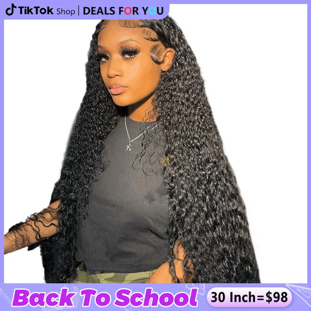 Bling Hair Deep Wave HD Transparent 13x4 Lace Front Human Hair Wig 13x6 Lace Frontal Wigs Brazilian For Black Women 180% Density Natural Color #dealsf