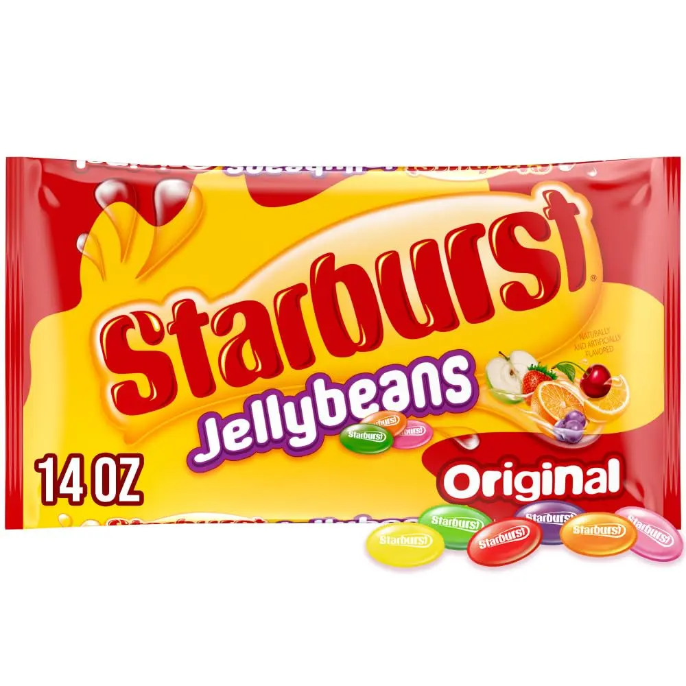 Starburst Original Jellybeans Candy, 14 ounce bag | Soft fruit jellybeans with a chewy center, great for candy bowls, candy salads, party favors, lunch box, sharing, decorating