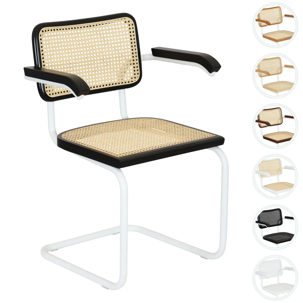 Marcel Breuer Cesca Cane Cantilever Armchair – White Frame (Made in Italy)