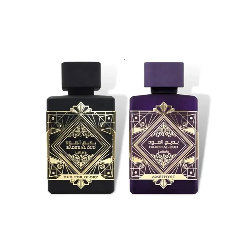Lattafa Bade'e Al Oud 2-Piece Set for Unisex - 3.4 Oz Amethyst Parfum Spray & 3.4 Oz Oud for Glory Parfum Spray