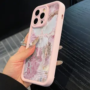 TPU iPhone Case with Cross Angel Design, Shockproof Soft Edge Cover for iPhone 11/12/13/14/15/16, Compatible with Multiple Models, Cellphone Accessories