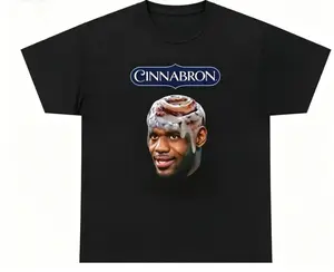 Cinnabron LeBron James Cinnamon Roll Meme Graphic Tee Summer Cool 100% Cotton Funny Basketball Viral Internet Casual Top Unisex