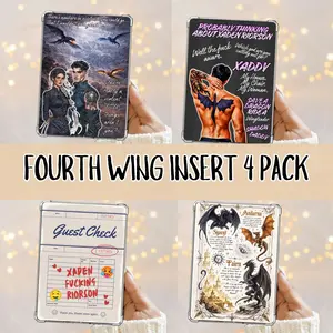 Fourth Wing Inspired Kindle Insert 4-Pack | Kobo Boox Fire Tablet | Xaden Riorson & Violet Sorrengail | Fantasy Bookish Art | Dragon Rider E-Reader