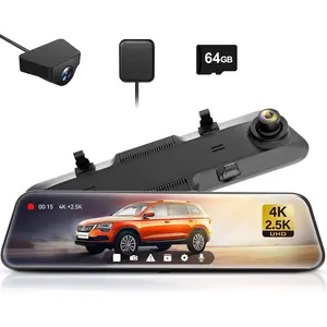 G900 Rear View Mirror Camera, Mirror Dash Cam 4K Front and 2.5K Rear, Smart Full 12’’ Touch Screen, Backup Camera for Car, GPS, WDR, Night Vision, Included 64GB Card