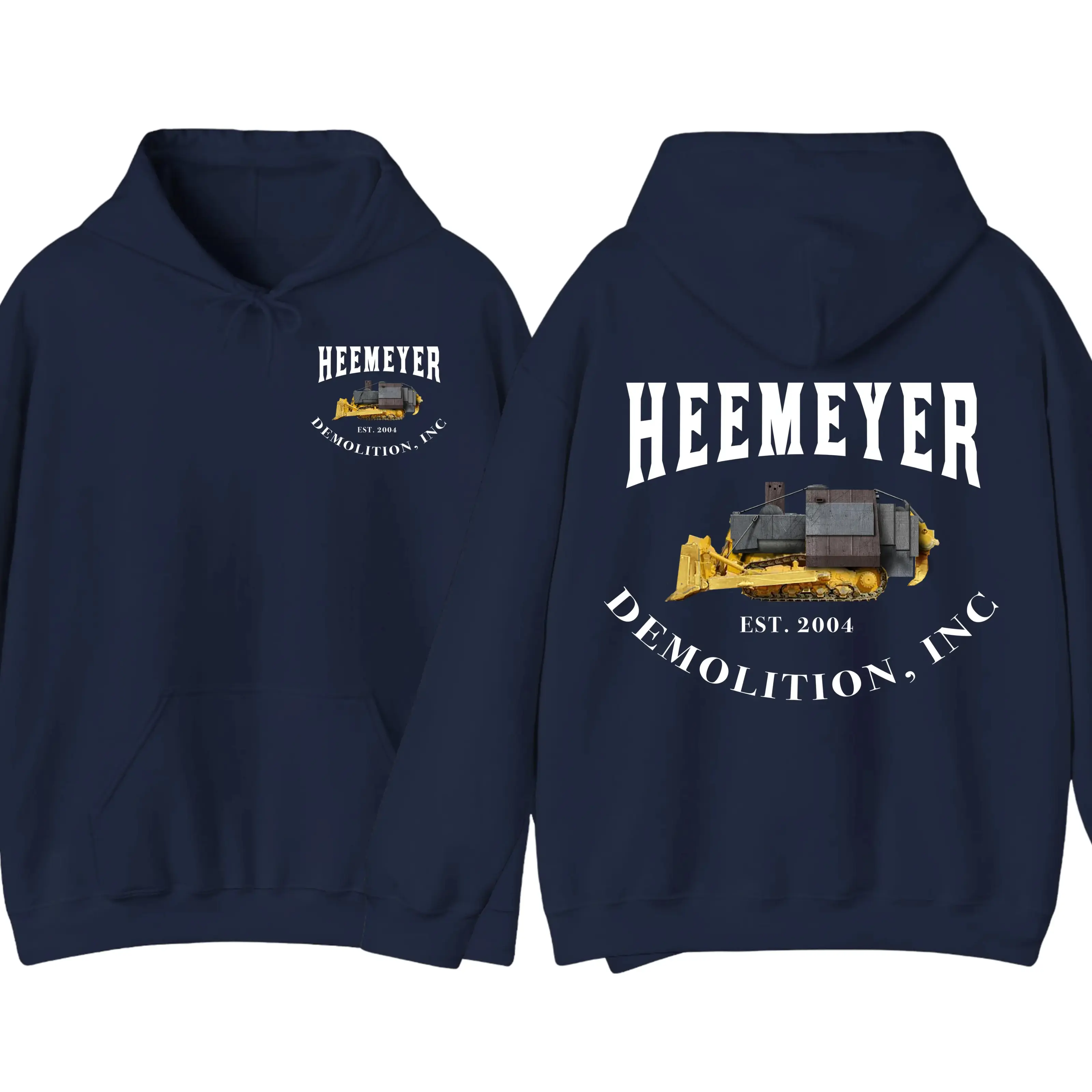 Unisex Bulldozer Graphic Pullover Hoodie, Industrial Machinery Front and Back Design, Casual Long Sleeve Sweatshirt for Everyday Wear