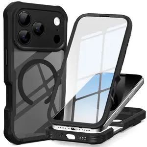 Rugged Phone Case for iPhone 17, 17 Pro, 17 Pro Max with 360° Drop & Shock Protection & High-Strength Tempered Glass Screen Protector Cover Protective magnetic matte translucent Smartphone Cellphone