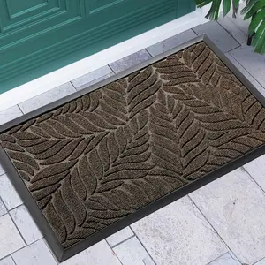 Front Door Mat Outdoor Indoor, 29.5x17 All-Season Waterproof Door Mat Outside Entrance, All-Weather Non-Slip Outside Doormat for Garage Patio Entryway, Brown