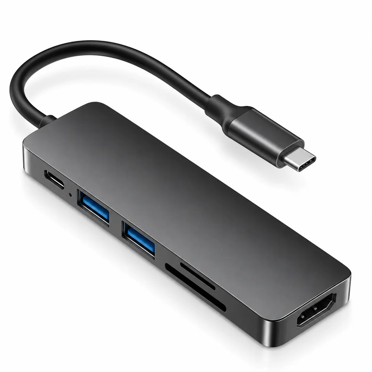 6-in-1 USB-C Multiport Hub with LED, 4K@60Hz HDMI, 10Gbps USB-A 3.2 Gen2, 100W PD Charging, SD TF Card Reader, Portable Docking Station for MacBook Laptops, Travel & Office techvibes