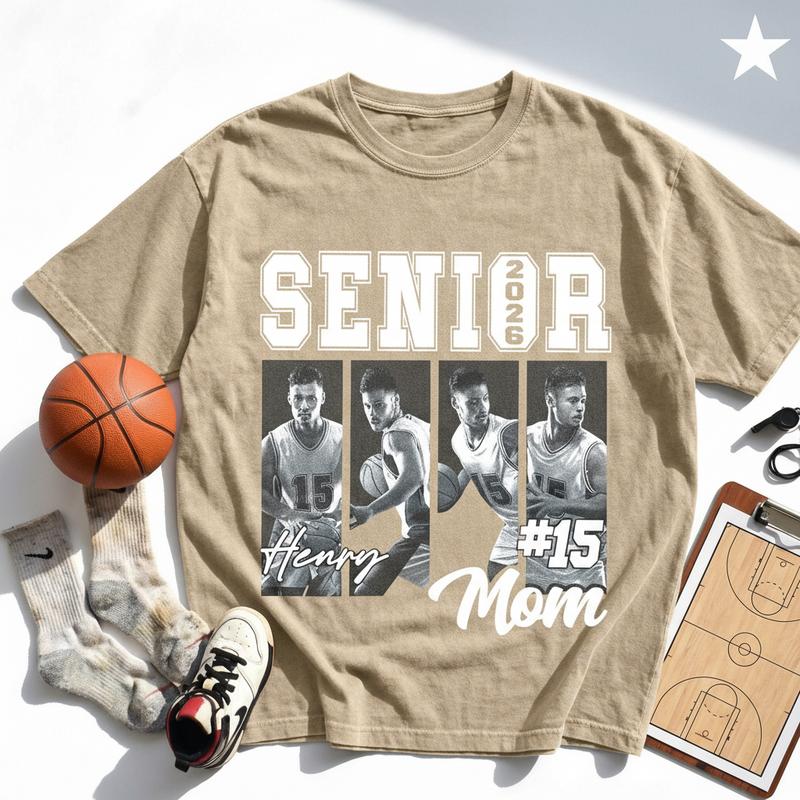 Custom 2026 Senior Basketball Mom Shirt,Custom Basketball Player Photos Shirt,Basketball Mama Shirt with Name & Jersey Number,Senior Night