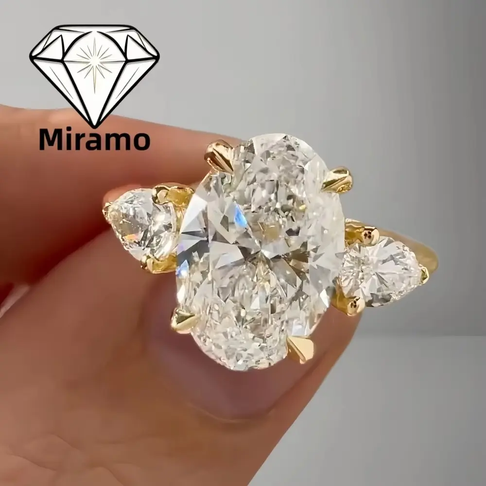 1-8 Ct Oval Cut Moissanite Engagement Ring Oval Three-stone Diamond Wedding Ring for Women 925 Sterling Silver with Certificate