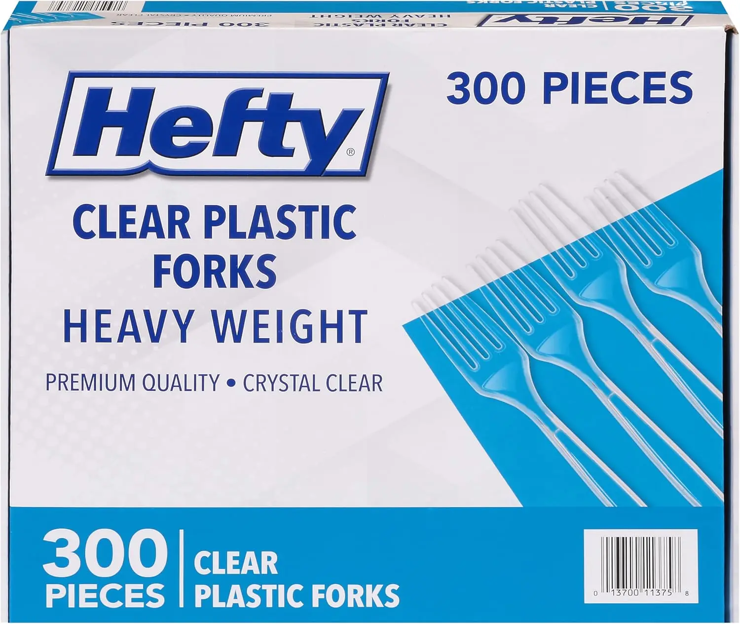 Hefty Heavy Duty Plastic Forks 300 Count Clear Disposable for Restaurants & Events Premium Quality Crystal Clear Bulk Pack