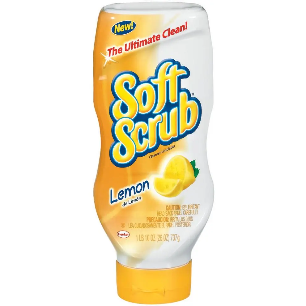 212 MAIN R3 Redist Net Dial 00865 Bleach-Free Soft Scrub Lemon Cleanser - 26 fl oz Micro-Abrasive Cleaning Detergent Home Supply for Vinyl Surfaces