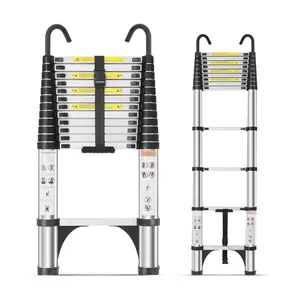 Aluminum Telescopic Ladder 4.1 meters, Non-Slip Feet, Foldable with Hooks, Maximum Capacity 300 Pounds, Suitable for RV or Outdoor Work stairmaster