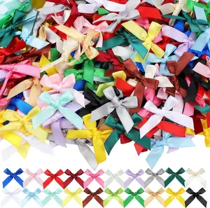300 Pcs Mini Ribbon Craft Bows, Small Multicolor DIY Craft Tiny Satin Bows for Presents Gift Wrapping Hair Clip Flower Bouquet Wedding Birthday Sewing Scrapbooking(Bright Colors)