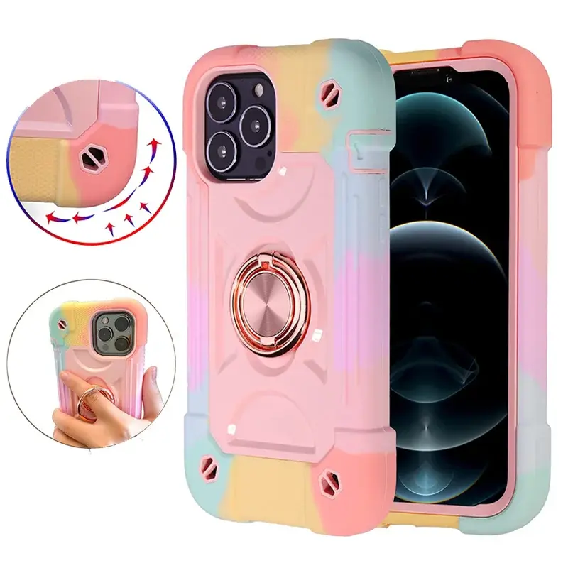 Armor Compatible Shockproof Phone Case For Compatible With lphone 11 12 13 14 15 16Plus Pro Max phonecases cellphone smartphone Heavy-Duty Military Adjustable Ring Cover