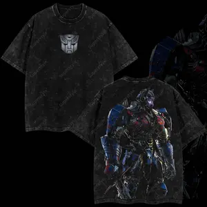 Superstyle The last Knight Orion Pax Transform Dark of the Moon Edition Double Printed Oversize Lightweight Acid Washed Tee TV Series Graphic Design Top Cotton Streetwear Film Movies T-Shirt Clothes Menswear Womenswear TWG