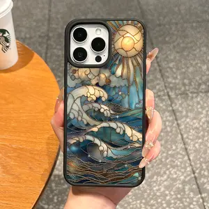 Premium Magnetic Case for iPhone11/12/13/14/15/16/17/promax Stained Glass Sun Waves MagSafe Ready,Anti-Fall,Ultra-Thin Design|Perfect for Everyday Use