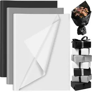 60 Sheets Black White Grey Tissue Paper Bulks,  Wrap Tissue Paper Sheets for Packaging Birthday  Wrapping Birthday Wedding Holiday 14 x 20 Inch