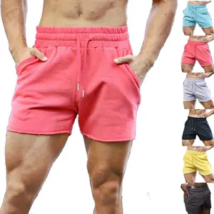 Mens Fitness Gym Shorts Cotton Summer Sport Pink Training Bodybuilding Deep Squat Running Jogger Male Exercise Basketball Shorts solid color summer short workout gym short midsize running athletic  shorts gym  shorts tiktok  shop  gym  shorts shorts
