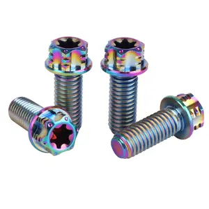 4Pcs Titanium Bolt Flange Torx Head M8 M10 x 20 25 30mm Screw Bolt for Motorcycle Car Modifications (Rainbow, M8x20mm)