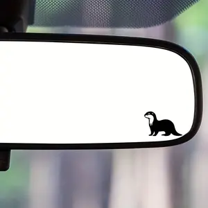 2PCS/SET Otter Silhouette Car Sticker for Car Rearview Mirror, Highlight Natural Cute Style, Inject Animal Companion DNA into Your Car, Trendy Decoration Maximizes Interior Cuteness, Car Decals